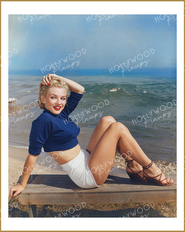 Marilyn Monroe Beachside Blonde 1950 | Hollywood Pinups Color Prints