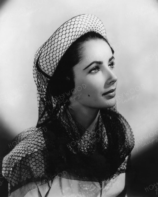 Elizabeth Taylor Fishnet Veil 1947 | Hollywood Pinups | Film Star Colour and B&W Prints