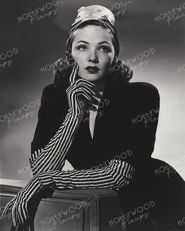 Gene Tierney Striped Gloves 1942 by FRANK POWOLNY | Hollywood Pinups Color Prints