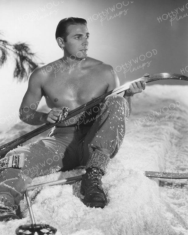Jon Hall Shirtless Skiing 1938 | Hollywood Pinups Color Prints