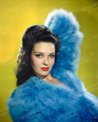 Linda Darnell Blue Fur 1942 Kodachrome | Hollywood Pinups Color Prints