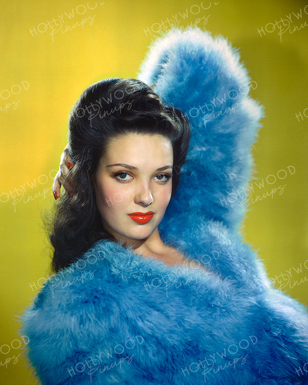 Linda Darnell Blue Fur 1942 Kodachrome | Hollywood Pinups Color Prints