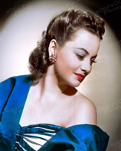 Olivia de Havilland Blue Satin 1945 | Hollywood Pinups | Film Star Colour and B&W Prints