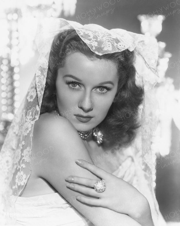 Rhonda Fleming Lace Veil 1946 | Hollywood Pinups | Film Star Colour and B&W Prints