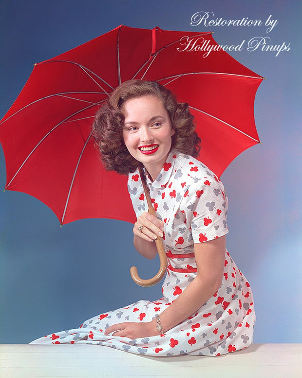 Ann Blyth Charming Parasol 1948 | Hollywood Pinups | Film Star Colour and B&W Prints