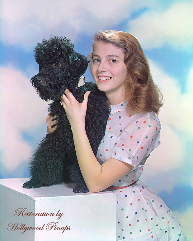 Pier Angeli Pet Poodle 1951 | Hollywood Pinups | Film Star Colour and B&W Prints