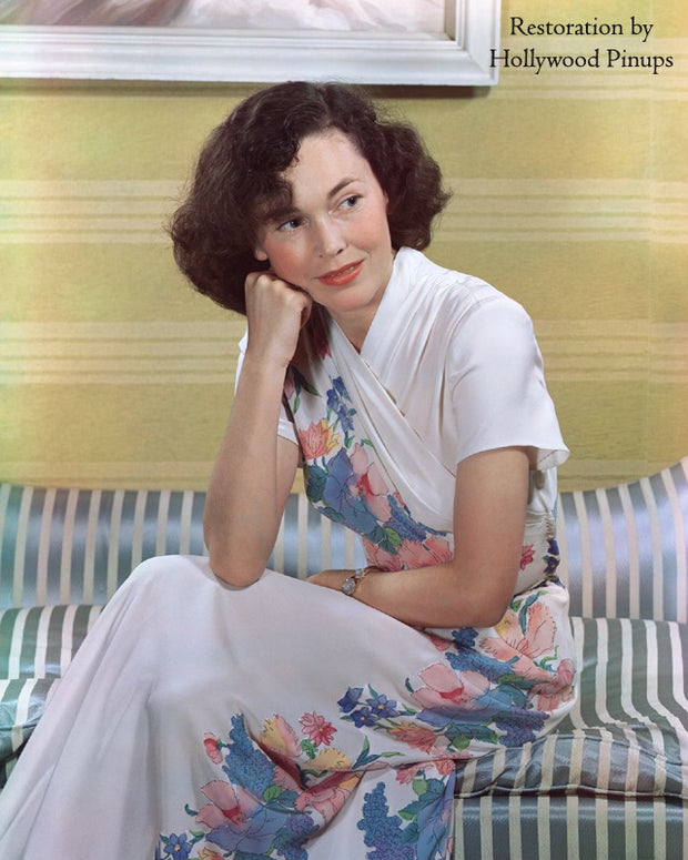 Maureen O’Sullivan Floral Print 1941 | Hollywood Pinups | Film Star Colour and B&W Prints