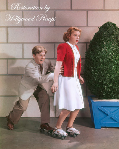 Judy Garland & Mickey Rooney SKATING 1939 | Hollywood Pinups | Film Star Colour and B&W Prints