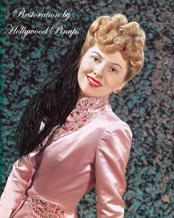 Joan Fontaine Satin Pink 1942 | Hollywood Pinups | Film Star Colour and B&W Prints