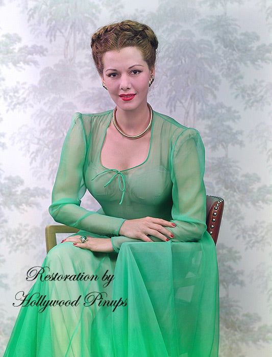 Mara Montez Emerald Dress 1944 | Hollywood Pinups | Film Star Color and B&W Prints Mara Montez Emerald Dress 1944 | Hollywood Pinups | Film Star Color and B&W Prints