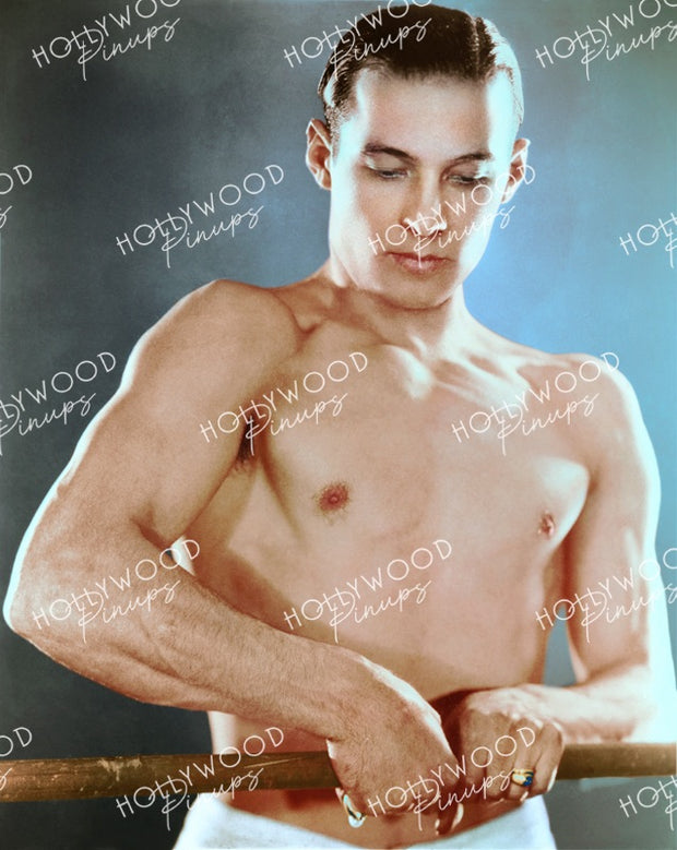Rudolph Valentino Topless Workout 1920s - NEW ! | Hollywood Pinups | Film Star Colour and B&W Prints