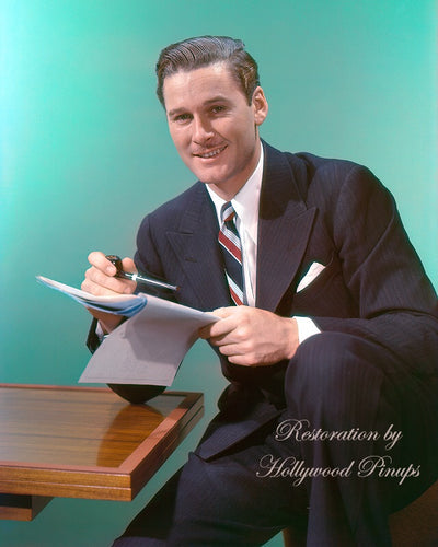 Errol Flynn Pinstripe Suit 1938 | Hollywood Pinups | Film Star Colour and B&W Prints