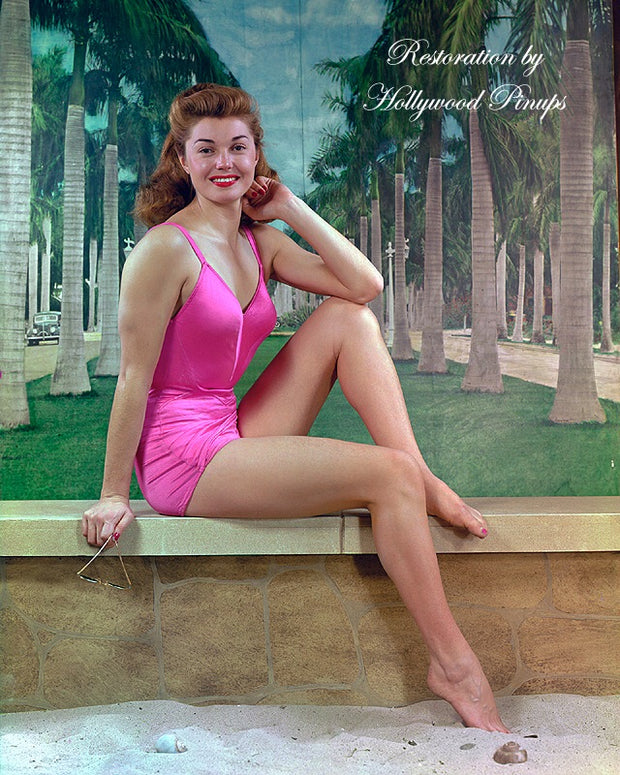 Esther Williams Pink Swimsuit 1944 | Hollywood Pinups | Film Star Colour and B&W Prints