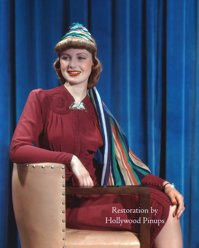 June Lang Rainbow Turban 1938 | Hollywood Pinups | Film Star Colour and B&W Prints